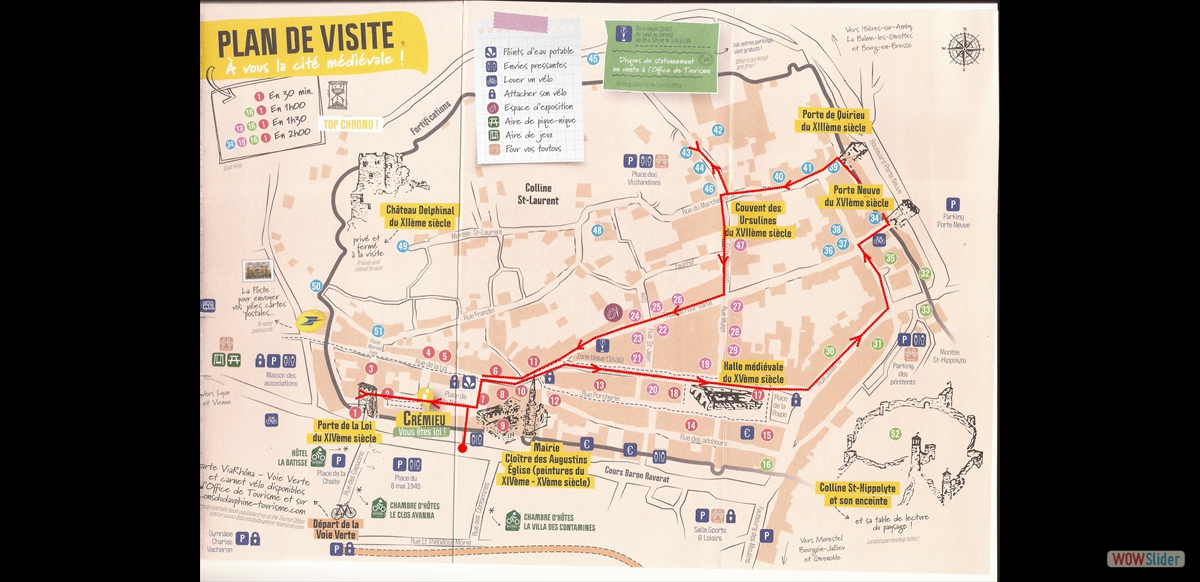 Plan et circuit de la visite en rouge